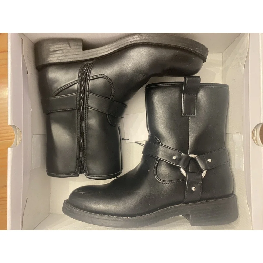 Dolce Vida Pondo Moto Boot in Black Women Sz 7 Buckle Zip Up - Picture 2 of 6